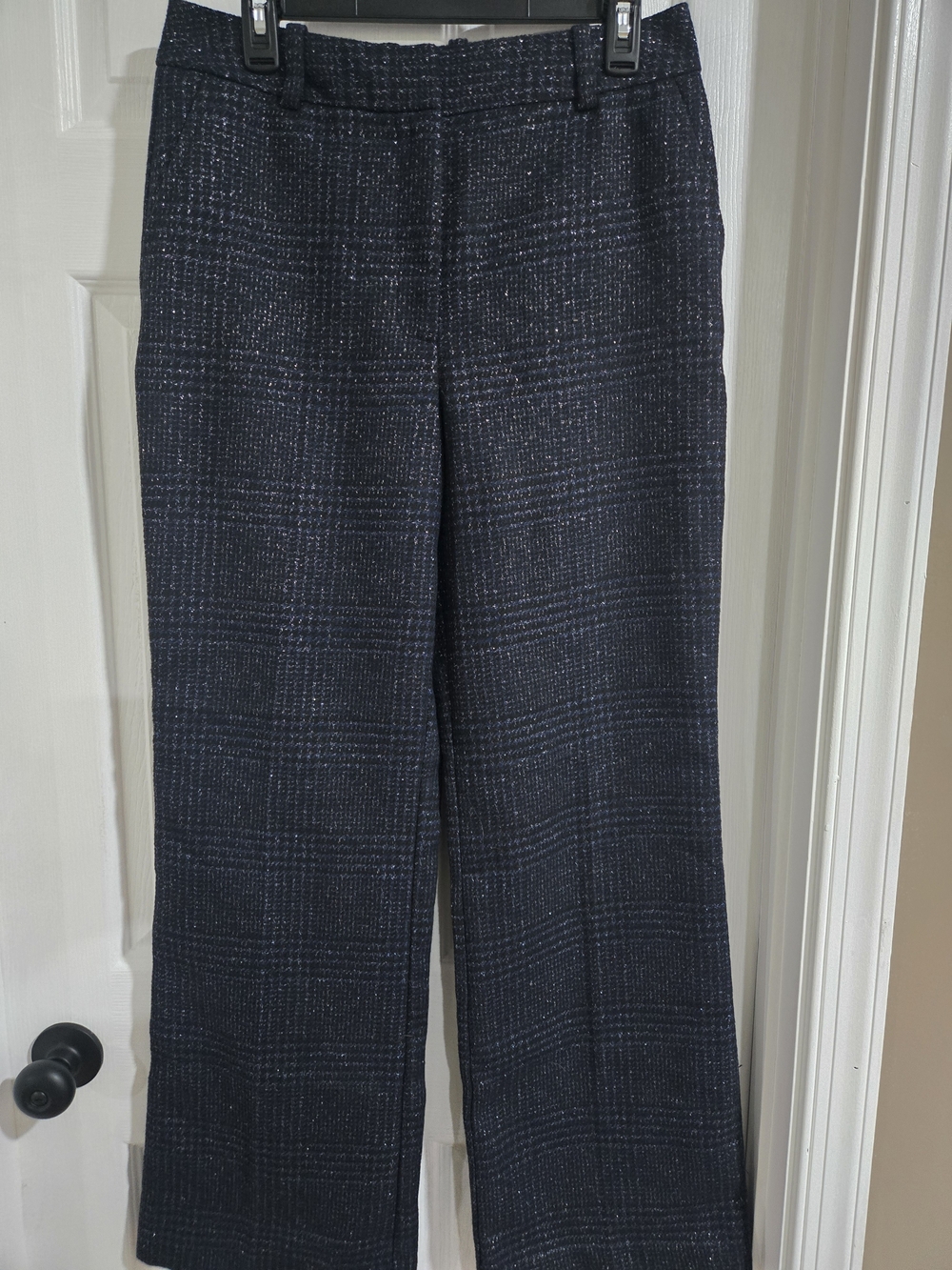 Worthington Navy Plaid Straight-Leg Dress Trousers